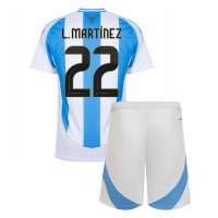 Argentina Lautaro Martinez #22 Hjemme Trøje Børn Copa America 2024 Kortærmet (+ Korte bukser)